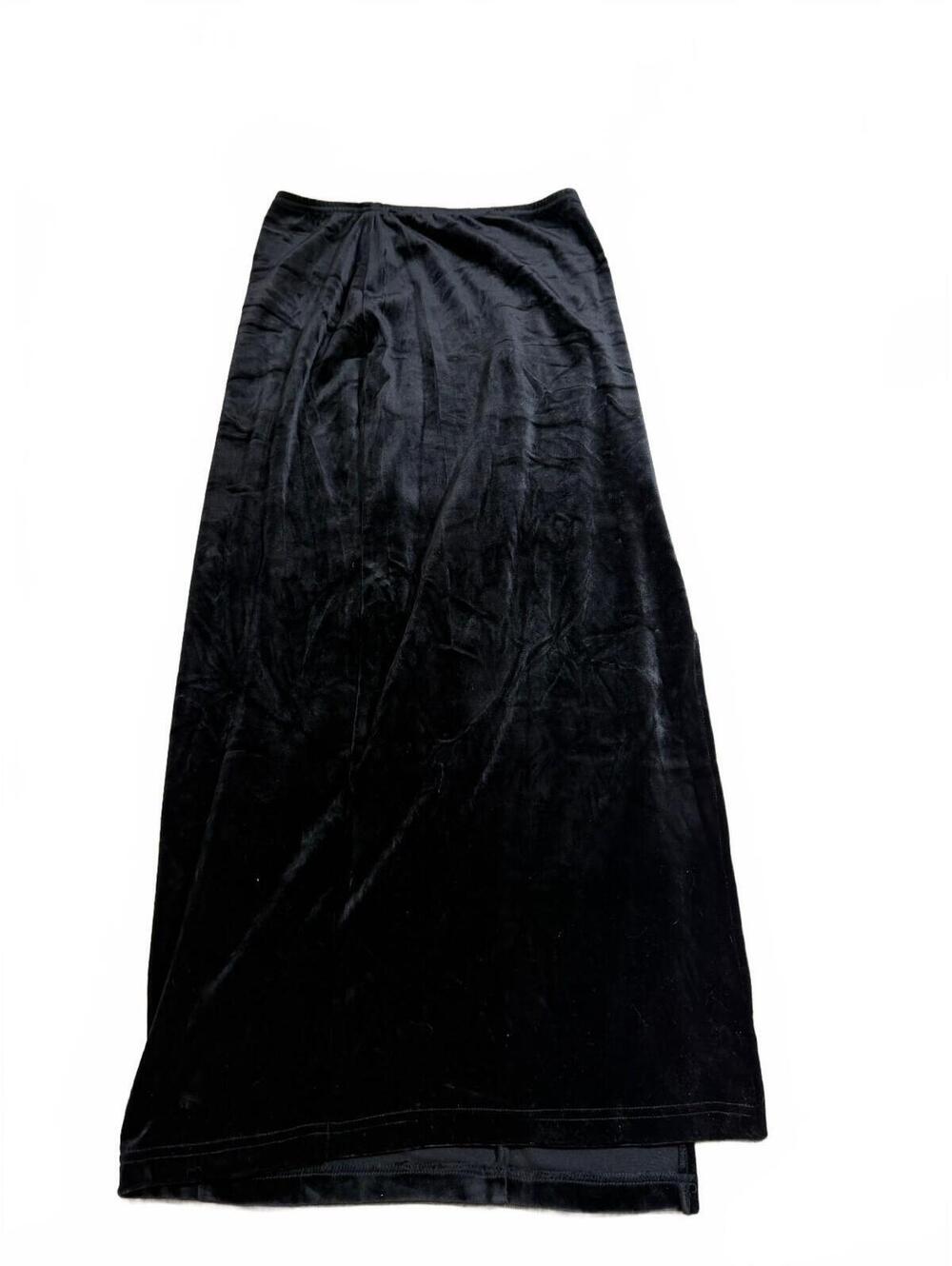 Vintage NWT Fashion Bug Black Velvet Maxi Skirt With High Slit Size M
